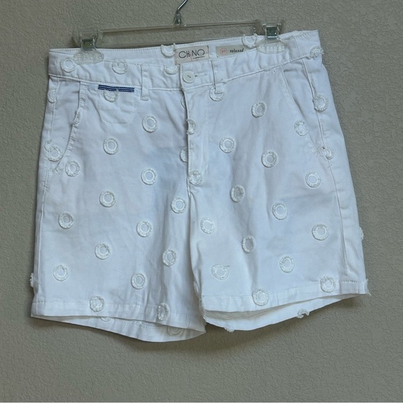 Anthropologie CHINO White Eyelet Embroidered Shorts 27 Relaxed Fit Summer - Picture 3 of 8
